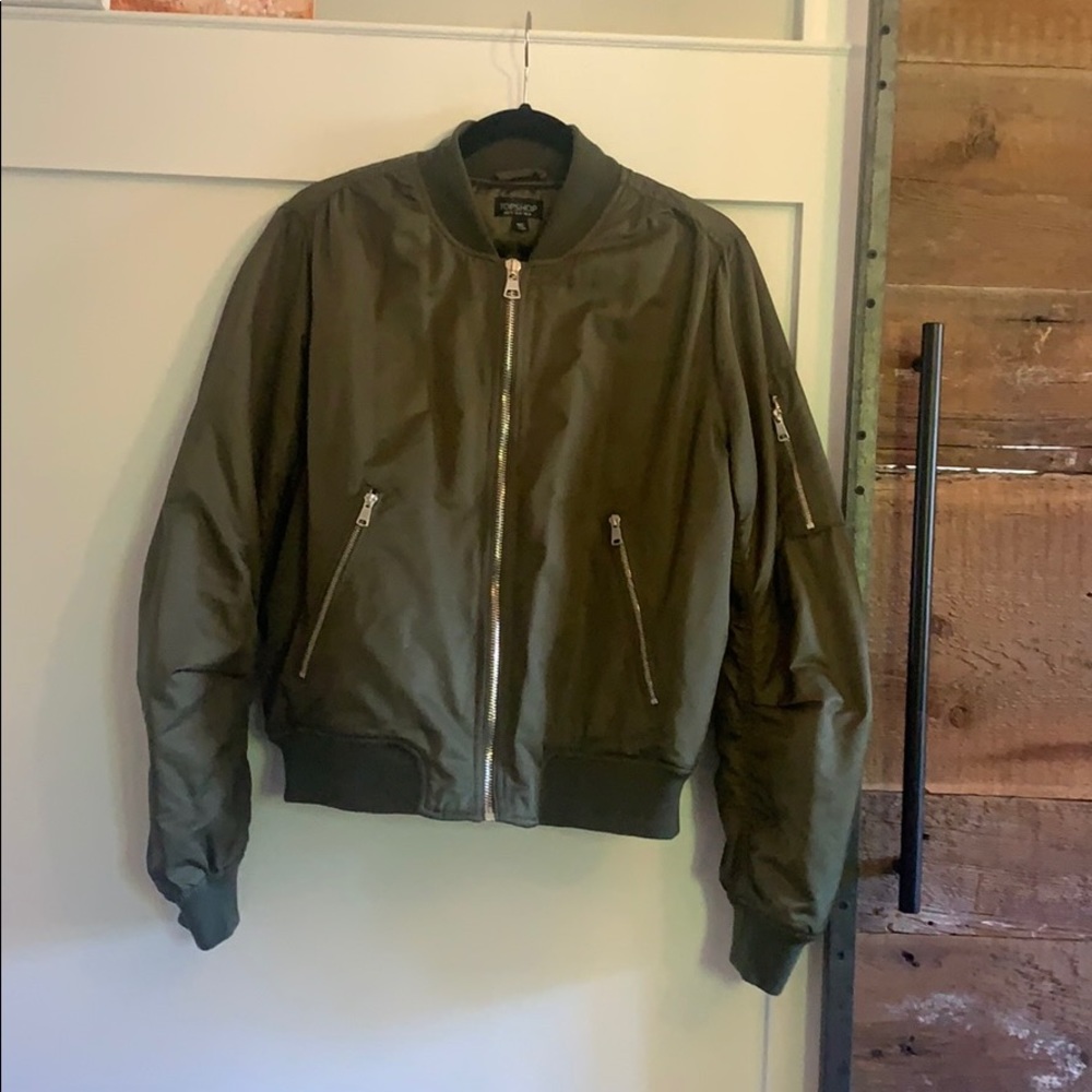 Womens Army Green Bomber Jacket